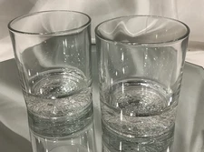 Crown Royal Whisky Round Rocks Glass Embossed Logo on Concave Base - Set of 4