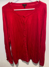 TALBOTS Women  s 3X Button Front Sweater Lightweight Red Cardigan Knit