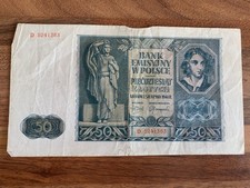 Polish Banknote 1941 Krakow 50 Zlotych Poland money 