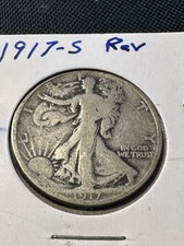 1917 S REVERSE  WALKING LIBERTY HALF DOLLAR XF