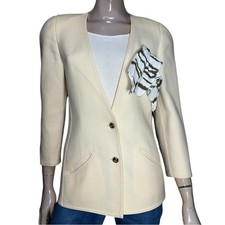 Louis Feraud Vintage 80  s Women  s Size 6 Cream Ivory Wool Jacket Blazer
