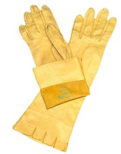 Vintage 1950  s Kay Fuchs Design Yellow Kid Leather Long Opera Gloves 6 1/4