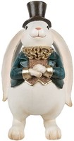 Clayre & Eef Deko-Kaninchen Hasenfigur Weiß Blau 14X13X23 Cm Polyresin