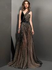 Glitter Beaded Long Mother Of The Bride Dress A-line Evening Dress Prom Gown