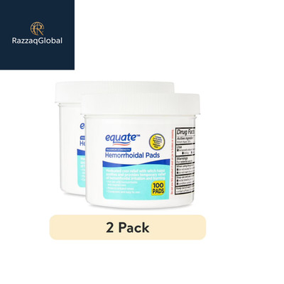 (2 pack) Equate Medicated Cool Relief Hemorrhoidal Pads, 100 Count