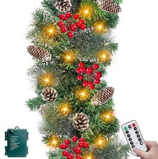 Remote Control Timer 9Ft by 10 Inch 50 LED Prelit Christmas Garland