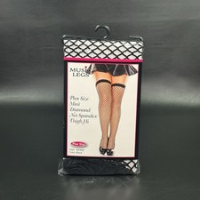 Fishnet Thigh High Stockings Black Plus Size Halloween Costume Cosplay Rave