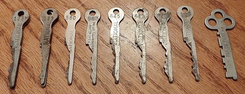 Lot of 11 Vintage National Cash Register Co. Keys (10 Are 2" Long & Thin) READ!