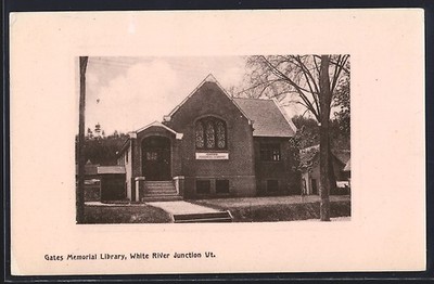 White River Junction, VT, Gates Memorial Library, Ansichtskarte 