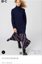 Knit Mini Dress Navy M Casual Sweater Dress Tag Size 69