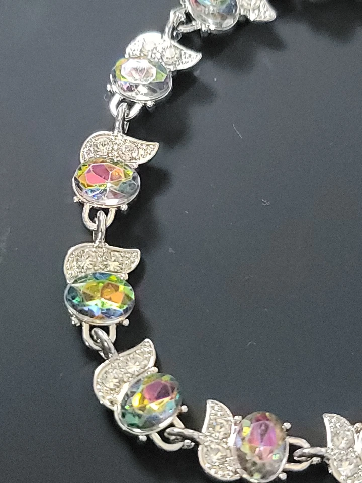 Elegante Pulsera Joyería Moda Topacio Místico Arco Iris Fuego Plata de Ley 925 Foto 3 de 3