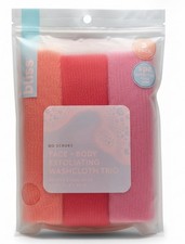 Bliss Go Scrubs Washcloth Trio Exfoliating 3-Pack for Face Body NEW 12 MSRP