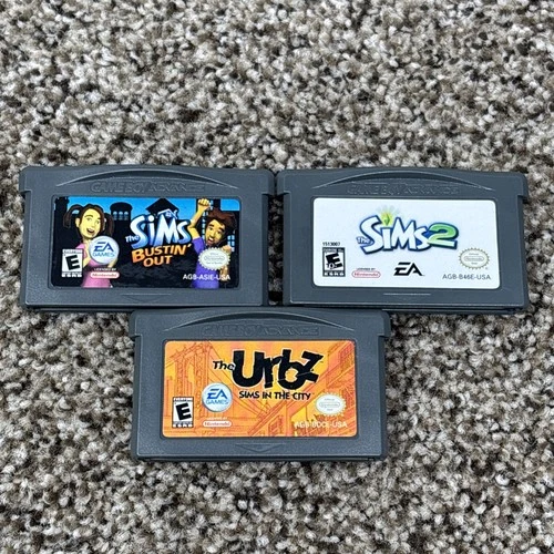 Gameboy Advance GBA Sims Game Lot Sims Urbz Bustin Out Lot Of 3