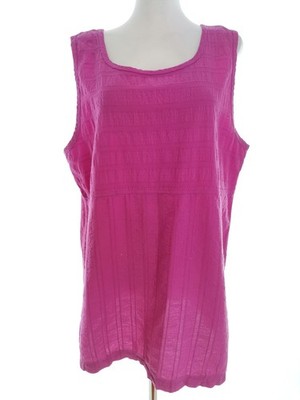 UNO Damen Tunika Bluse Gr. 46 Rosa Baumwolle 100% Ärmellos Einfarbig Runder