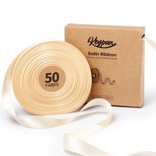 Ivory Double-Faced Satin Ribbon 7/8 Inch x 50 Yards for Gift Wrapping Bows