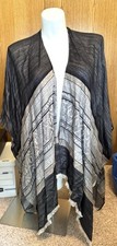NWT Catherines One Size Plus Black Aztec Kimono Shawl Over Piece Cover Up