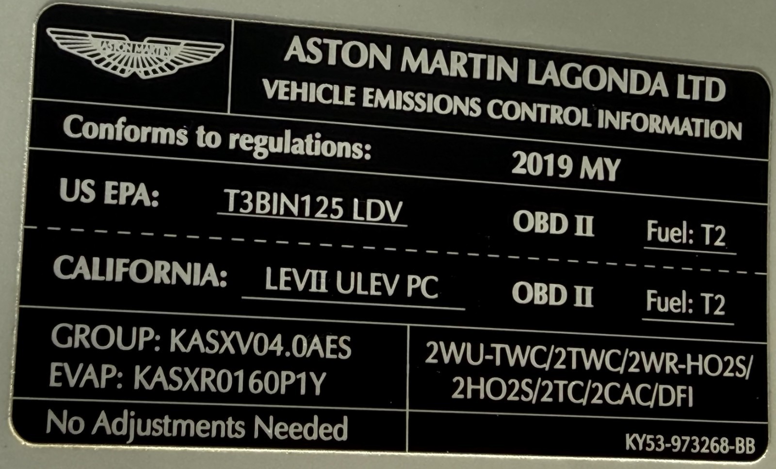 2019 ASTON MARTIN VANTAGE V8 COUPE HOOD BONNET (LESS VENTS) KY63-16612-CA OEM