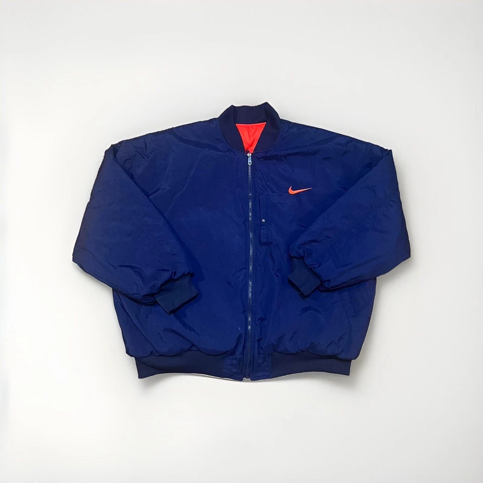 Chaqueta acolchada reversible vintage Nike XXL azul/naranja logotipo Swoosh, hallazgo raro Foto 2 de 4