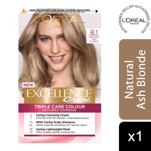 L'Oreal Paris Excellence Creme Permanent Hair Dye, 8.1 Natural Ash Blonde - Photo 1/7