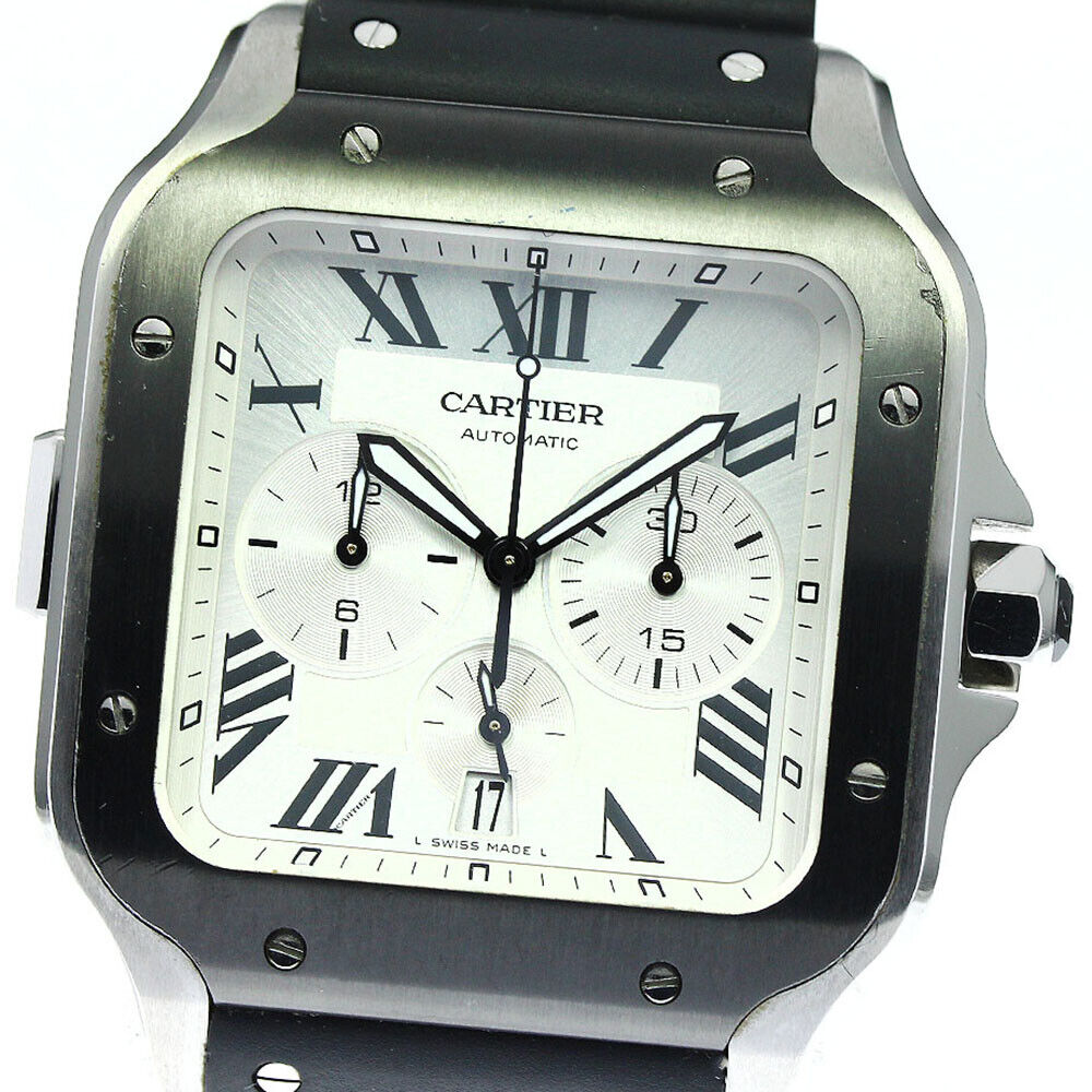 Cartier Santos XL Chronograph Steel Rubber Mens Watch WSSA0017 Unworn