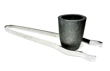 Clay Graphite Crucible Cup with Flask Tongs Set for Melting by Torch or Furnace 