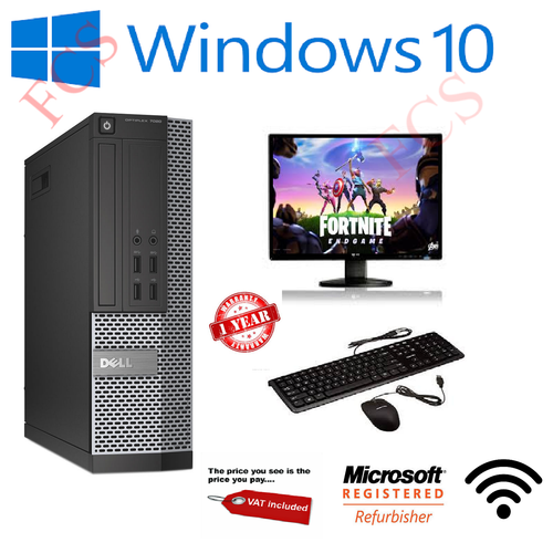 FAST GAMING DELL BUNDLE TOWER PC FULL SET COMPUTER SYSTEM INTEL i3 8GB RAM GT710 - Picture 1 of 6