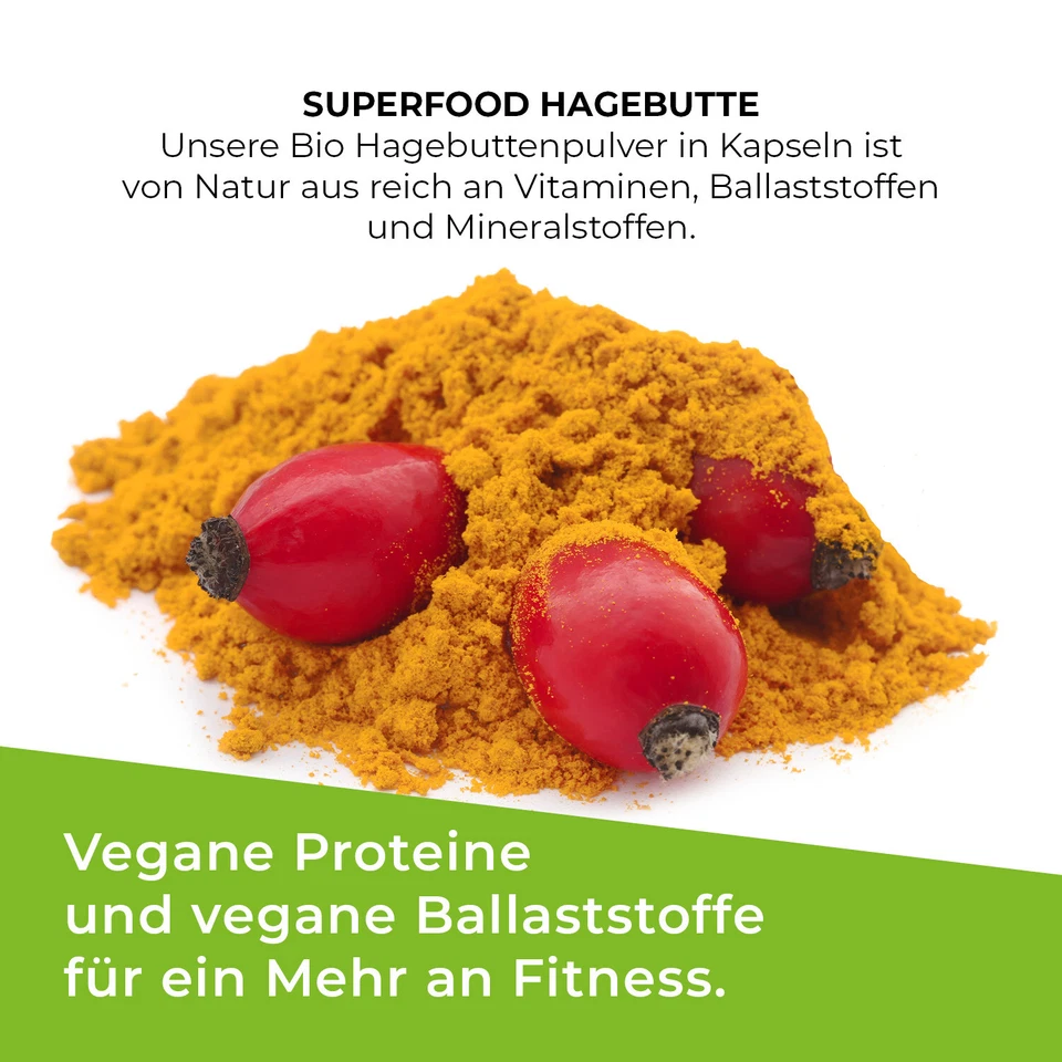 420 Bio Hagebutten Kapseln 500mg 100% reines Hagebuttenpulver ohne Zusätze vegan - Bild 4 von 4