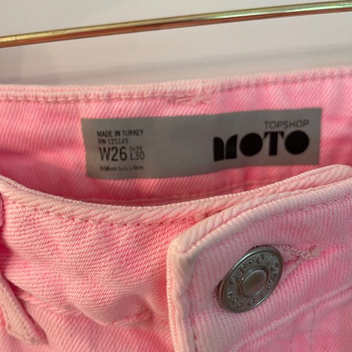 Women’s Jeans Topshop Moto Straight Pink W 25 NWT $75 - Picture 3 of 5
