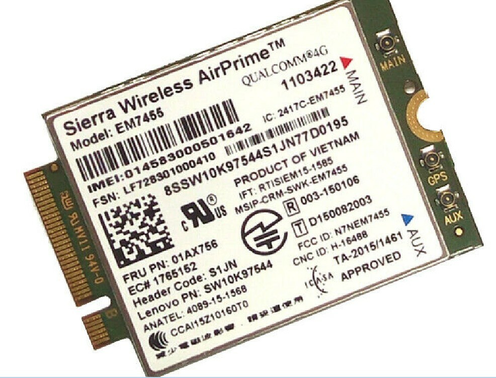 EM7455 4G LTE Module WWAN NGFF Card For Thinkpad T470 X270 FRU