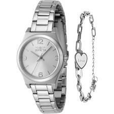 Invicta Women's Watch Angel Quartz Silver Tone Brass Dial Steel Bracelet 48246