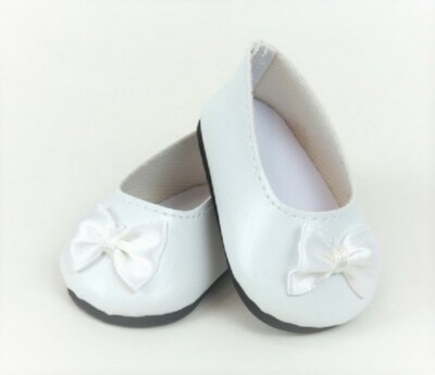 Doll Clothes 18'' Shoes Ballet White Satin Ribbon Bow Fits American Girl Dolls