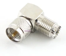 Mini-UHF Female to Male Coax Adapter Connector 90 Deg - USA Ham Radio Seller