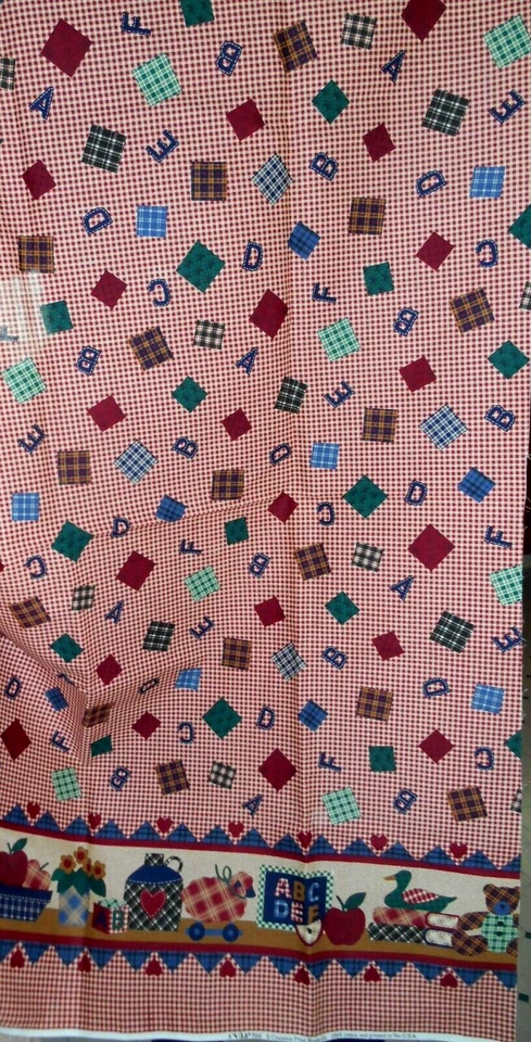 Primitive Country School House Gingham ABC Cranston Border Cotton Fabric 3 Yards - Image 2 of 4