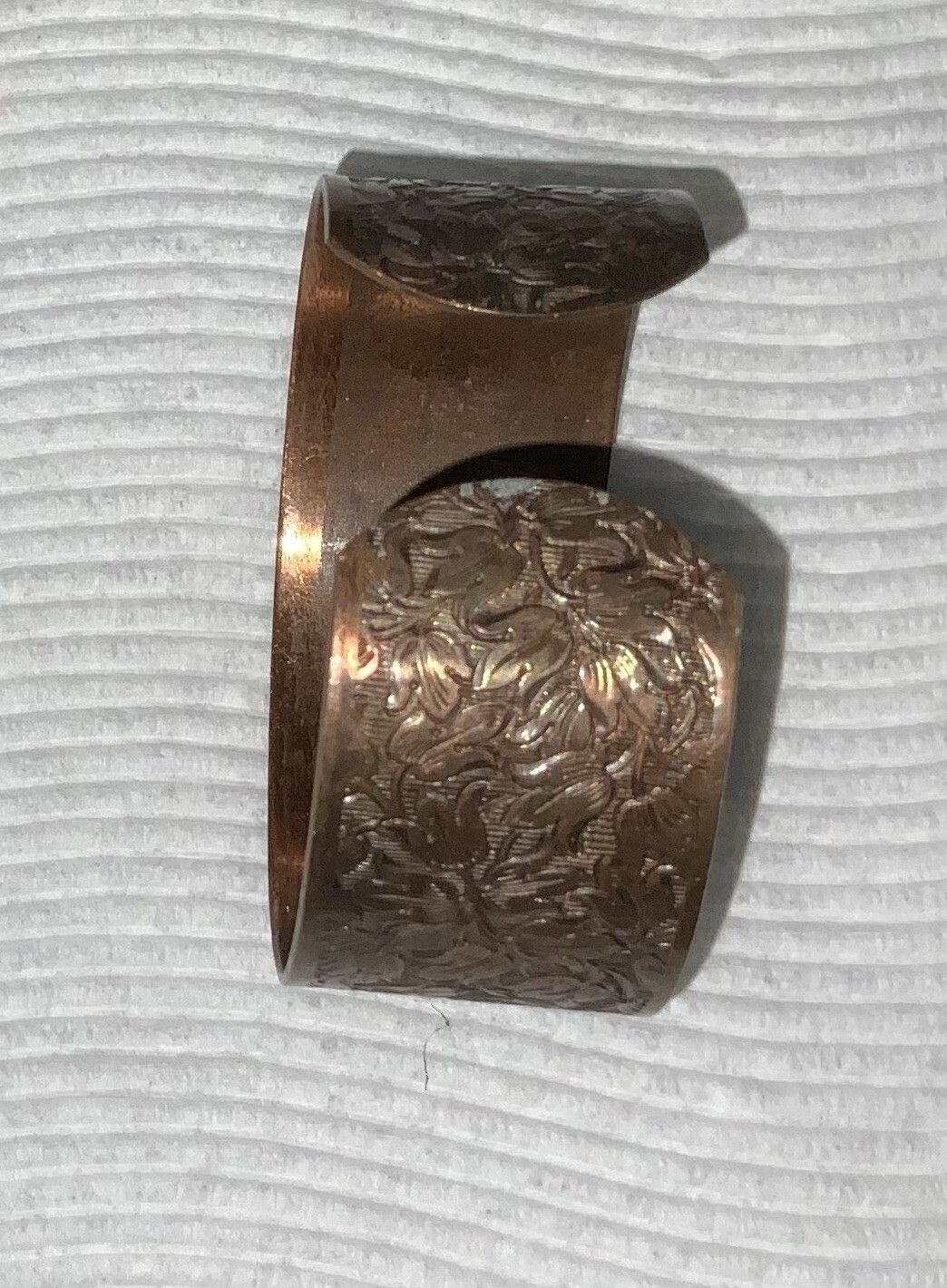 Signed, Solid Copper, Metal Cuff Bracelet, Tulip … - image 8