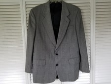 Oscar De La Renta Men's Gray Plaid Wool Blend Blazer Sport Jacket Size 42L