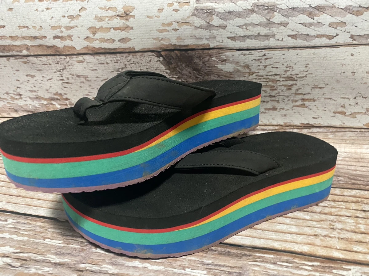 Sanuk Platform Rainbow 🌈 Flip Flops (discontinued) Us Size 7