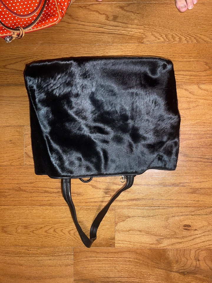 Bolso Cartera DKNY Cuero Piel de Pony Real Negro Foto 3 de 4