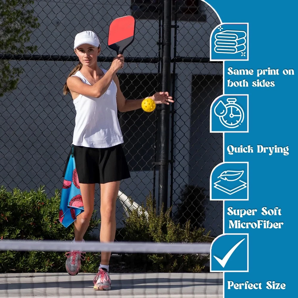 Pickleball Towel - Microfiber Cooling Sweat Towels with Cute Print - Pickleba...