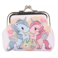 Pink  Blue Unicorn Lock Coin Change Purse - New
