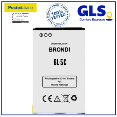 OMEGATECH BATTERIA per Brondi Amico President Stone W3 W13 BL-5C Cap.Originale 1100Mah W