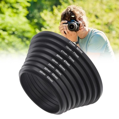 Metal Step Up Rings Lens Adapter Filter Set 49-52-55-58-62-67-72 7Y6T -US R6O7