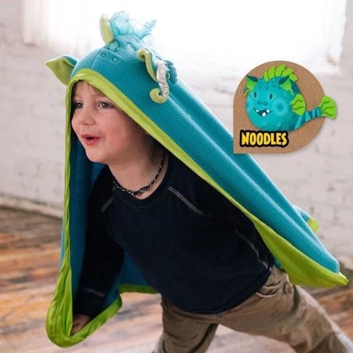 Snugaboo Manta de Seguridad con Capucha "Fideos" Azul/Verde Pez - Vellón Borde Satinado Foto 2 de 4