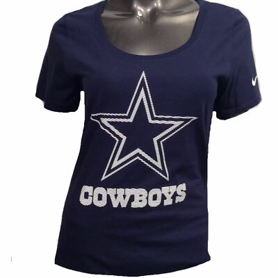 Dallas Cowboys Women's Charged Up Scoop Neck Navy Shirt Medium