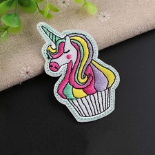 Unicorn Rainbow Cupcake Embroidered Edge sew or iron on Patch Applique 3635