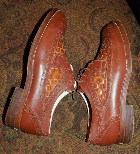 Vintage HEAD "Commendation" Brown Leather Wingtip Oxford Weave Golf Shoes SZ 8E - Picture 10 of 10