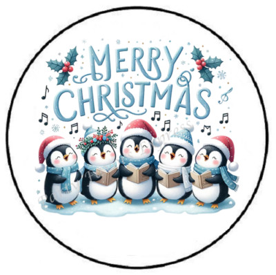MERRY CHRISTMAS PENGUINS ENVELOPE SEALS LABELS STICKERS PARTY FAVORS