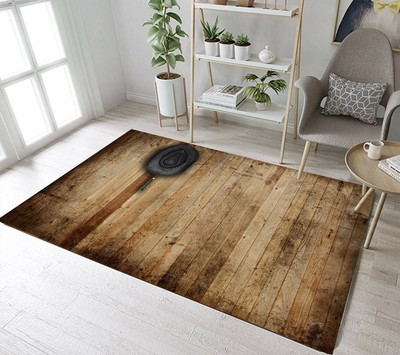 Cowboy Hat Rustic Old Barn Wood Wall Area Rugs Bedroom Living Room