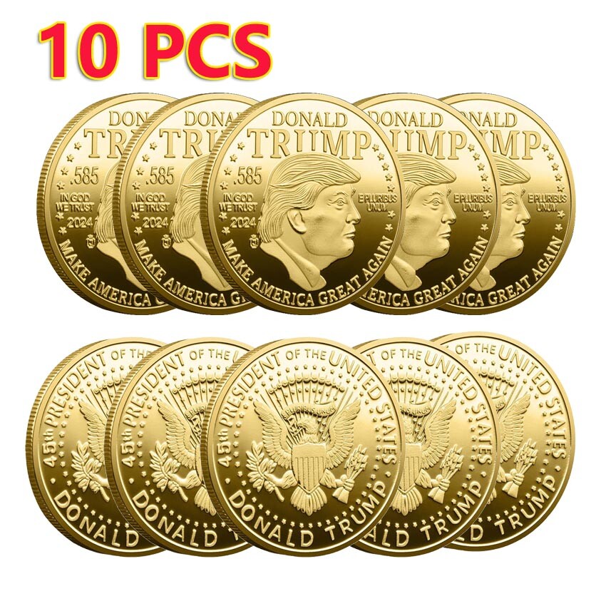 10PCS Commemorative 45Th President Donald Trump Challenge Coin 2024 MAGA King