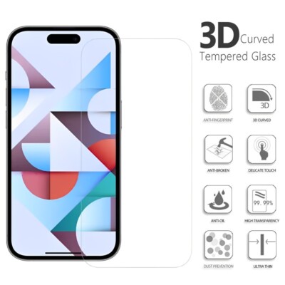 Schutzglas 3D Screen Glas Für iPhone 15 / 15 Plus / 15 Pro 9H-Härte Panzerfolie