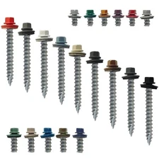 #14 x 2" METAL ROOFING SCREWS: Colored  Roofing and Siding Sheet Metal Screws